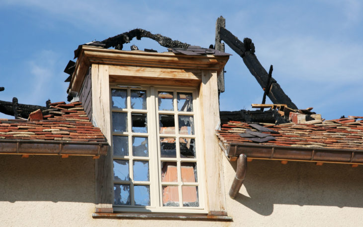 Fire damaged roof window